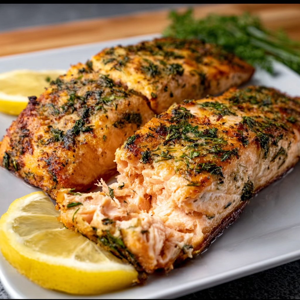 Lemon-Dill Crusted Air Fryer Salmon – Keto High-Fat