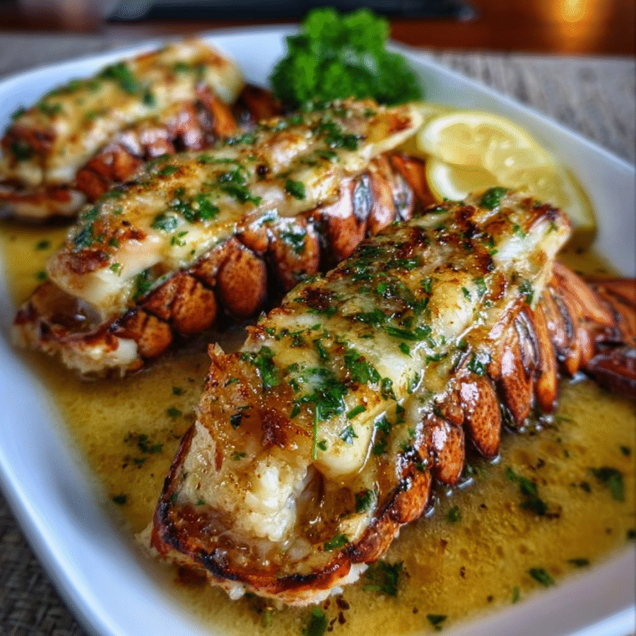 Lobster Tails Broiled in Bone Marrow Butter