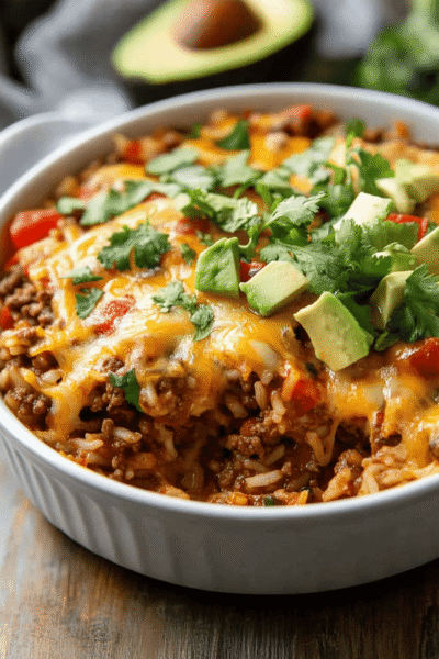 Mexican Ground Beef Casserole with Rice