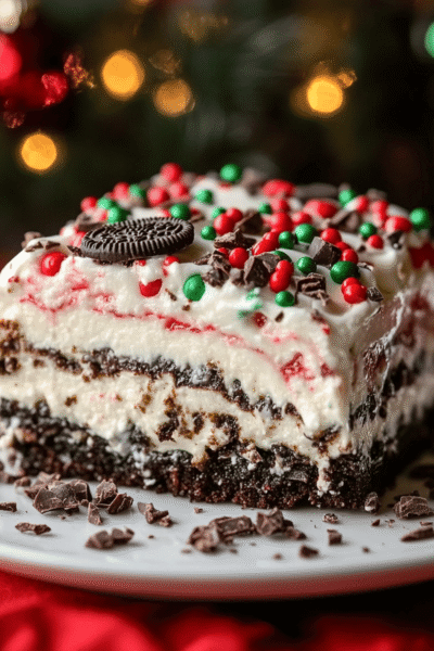 No-Bake Christmas Oreo Lasagna