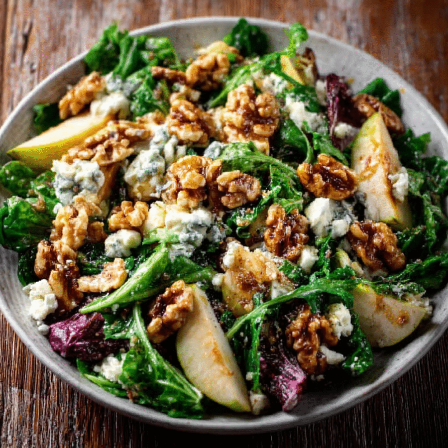 Pear, Walnut and Blue Cheese Winter Salad Recipe Revealed! 6 Pear, Walnut and Blue Cheese Winter Salad