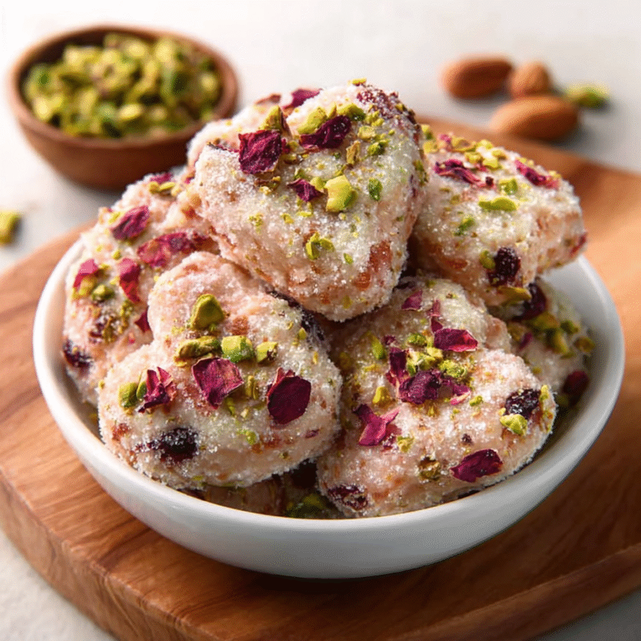 Pistachio Rose Snow Dust Clusters: A Unique Treat Recipe 6 Pistachio Rose Snow Dust Clusters