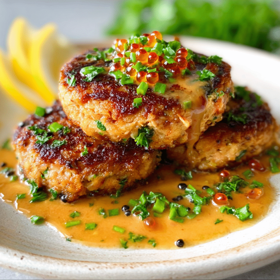 Salmon Roe Patties in Beef Tallow: A Crispy Delight! 6 Salmon Roe Patties in Beef Tallow