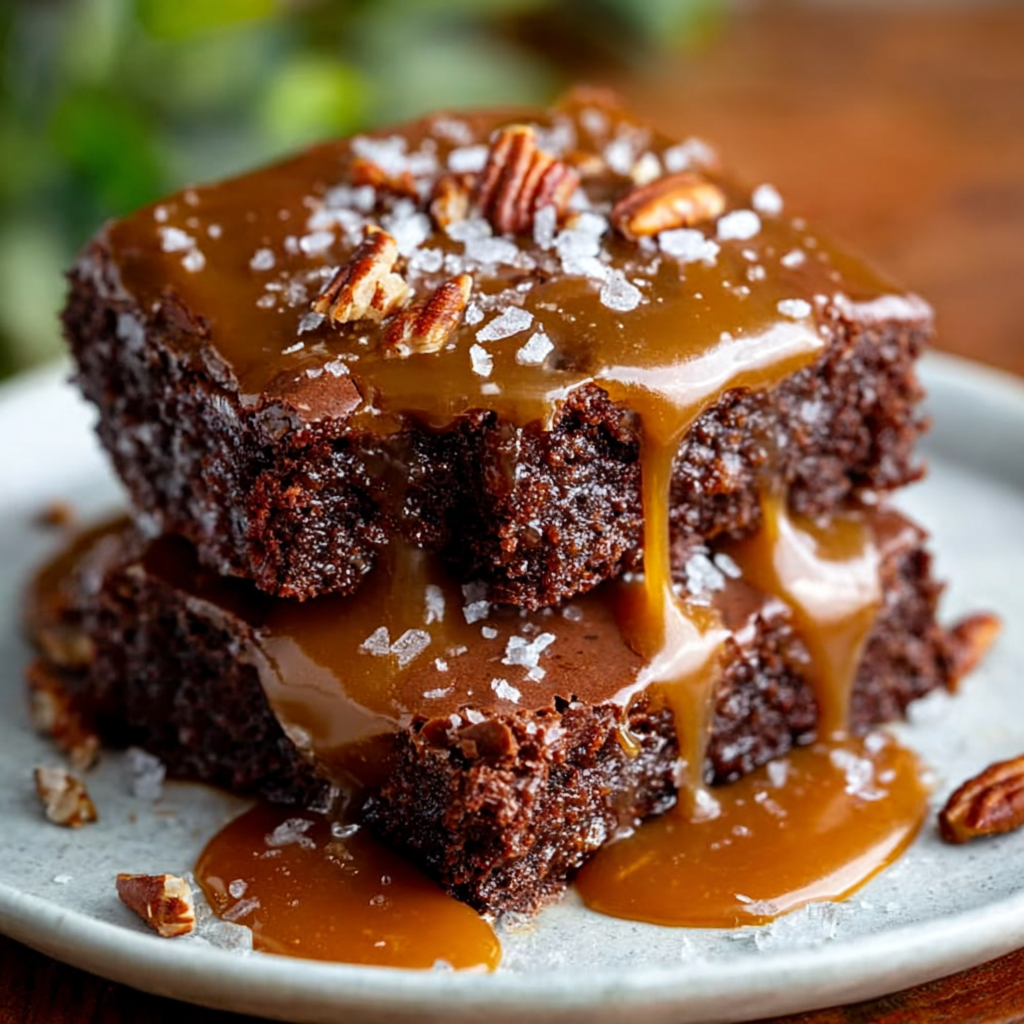 Salted Caramel Christmas Brownies