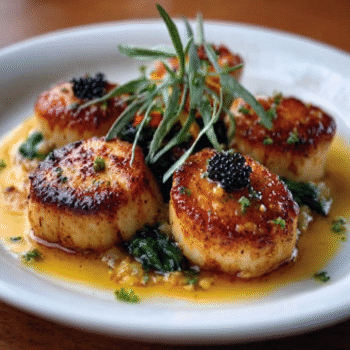 Seared Scallops with Brown Butter and Caviar