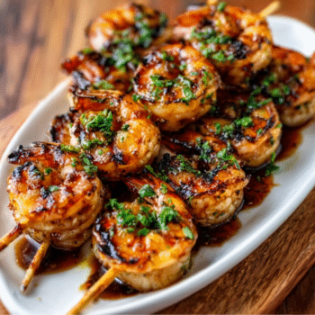 Shrimp Skewers with Wagyu Fat Glaze