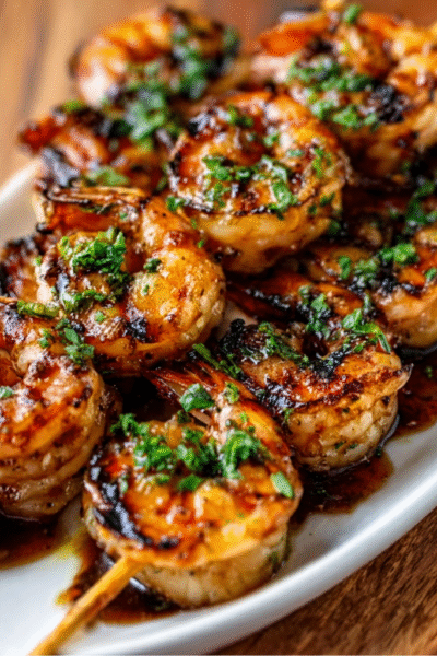 Shrimp Skewers with Wagyu Fat Glaze