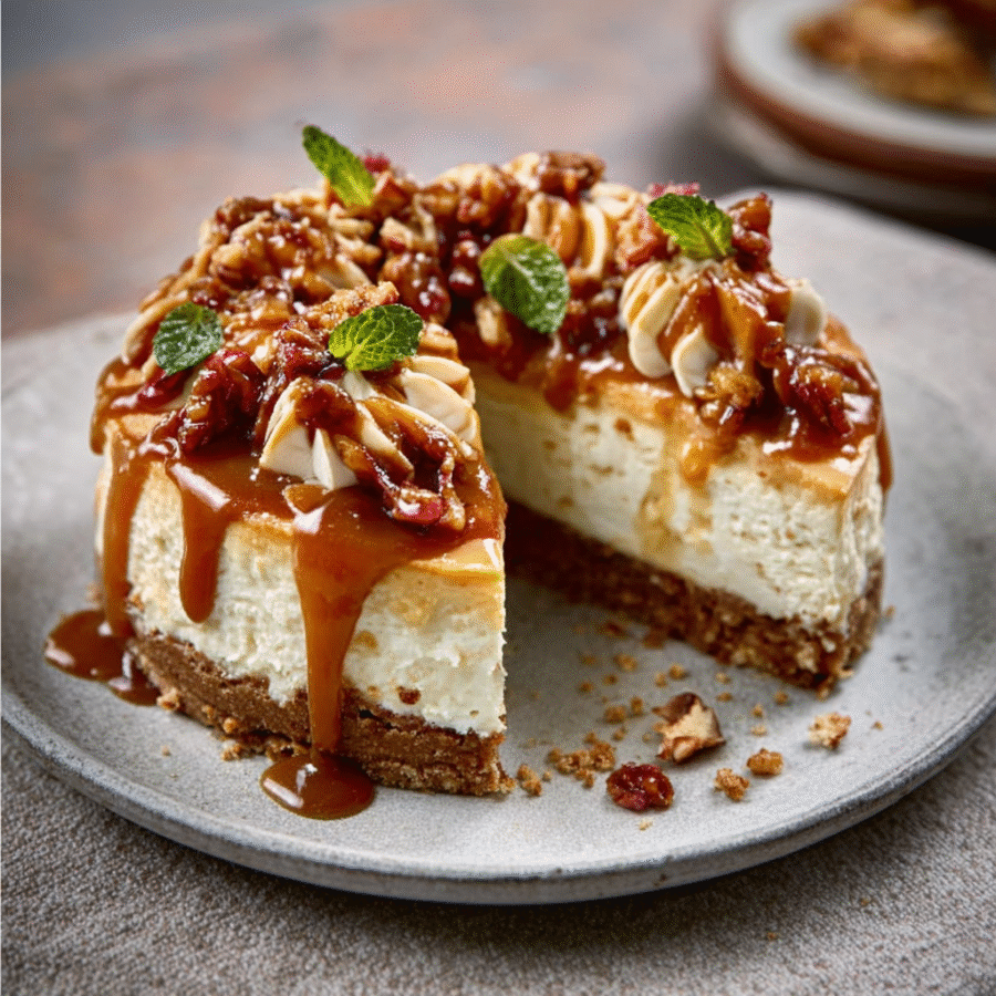 Soft Caramel Christmas Cheesecake