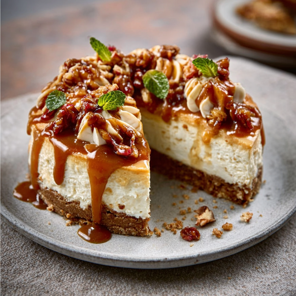 Soft Caramel Christmas Cheesecake