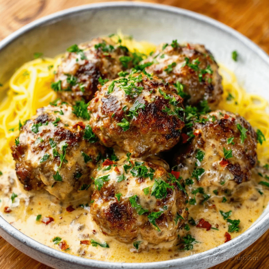 Spicy Keto Meatballs in Cream Sauce