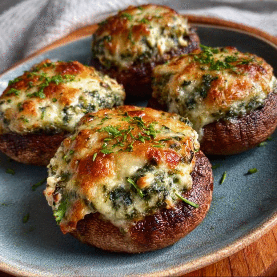 Spinach & Feta Stuffed Mushrooms – Air Fryer Keto Appetizer