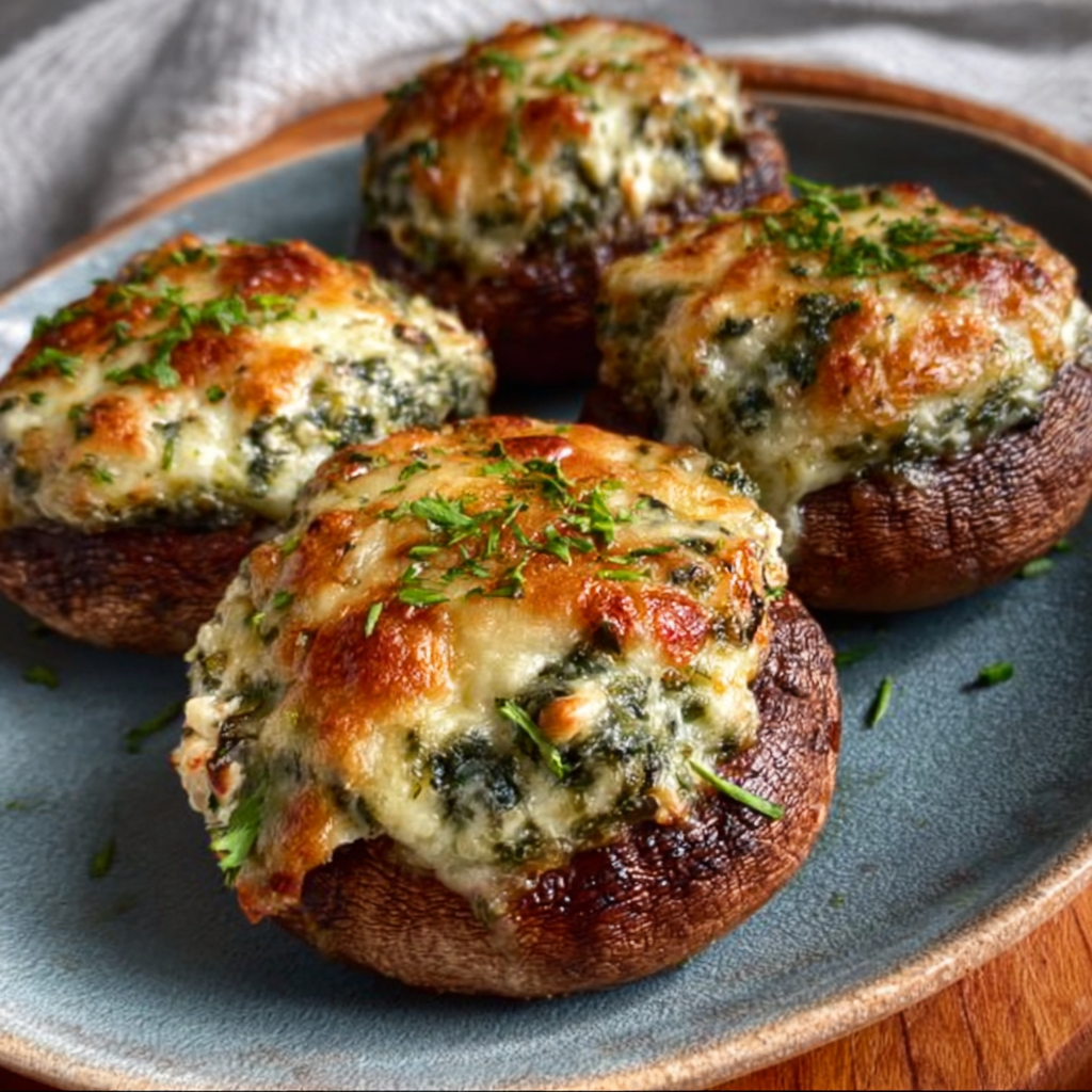 Spinach & Feta Stuffed Mushrooms – Air Fryer Keto Appetizer