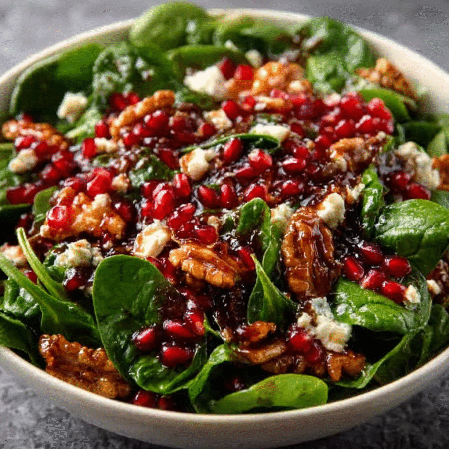 Spinach Salad with Pomegranate Vinaigrette