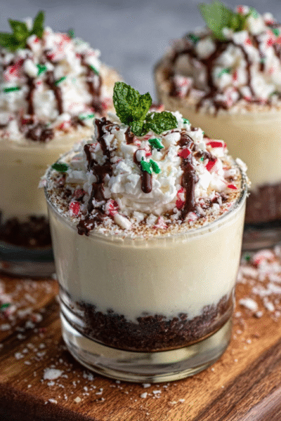 White Chocolate Peppermint Mousse Cups