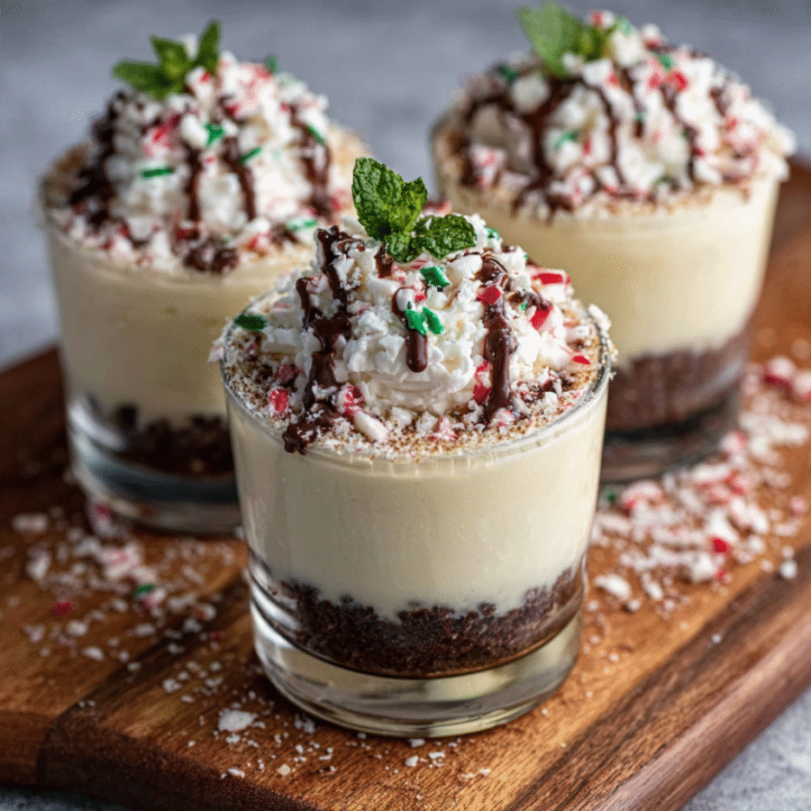 White Chocolate Peppermint Mousse Cups