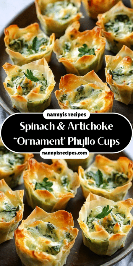 Spinach & Artichoke “Ornament” Phyllo Cups Delight! 3 16 2