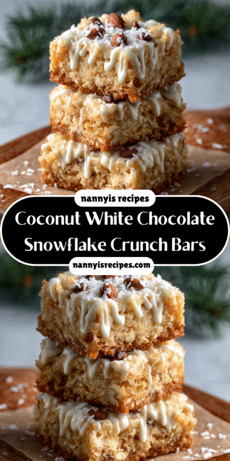 Coconut White Chocolate Snowflake Crunch Bars recipe delights! 7 5