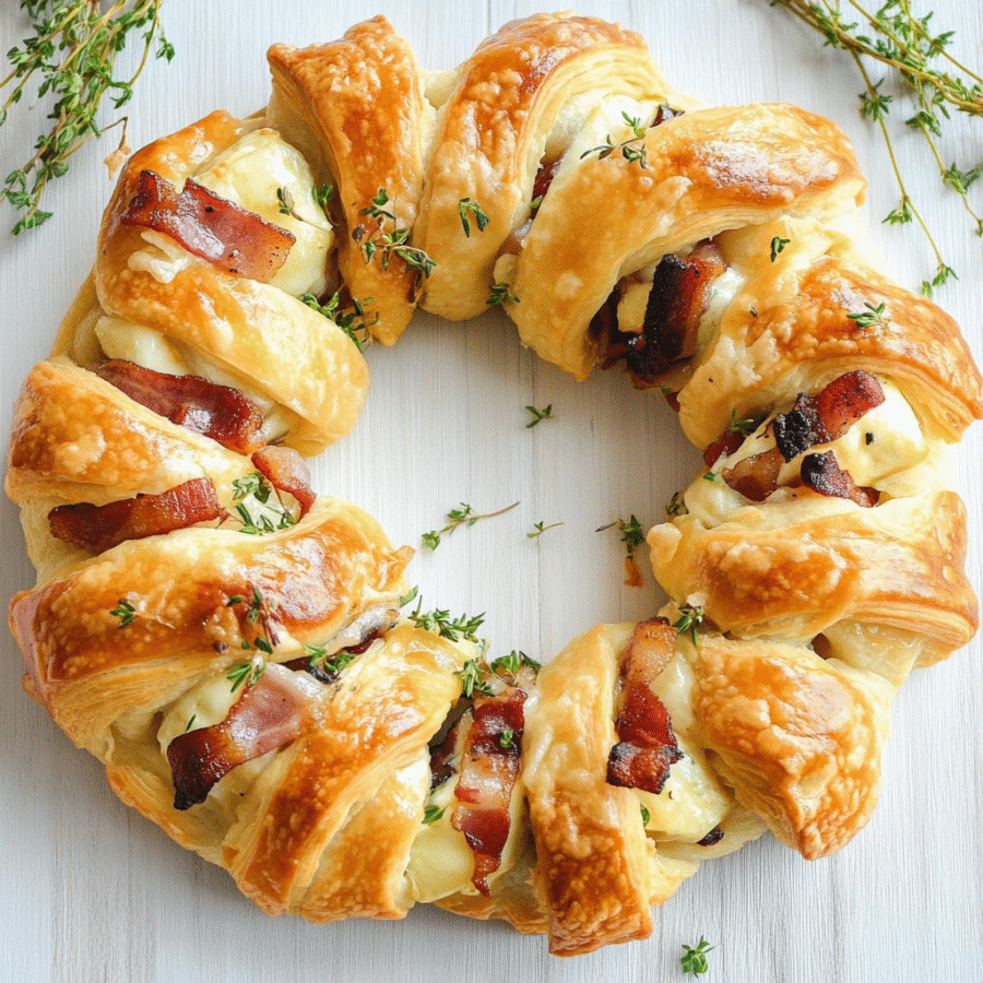 Bacon Brie Crescent Wreath