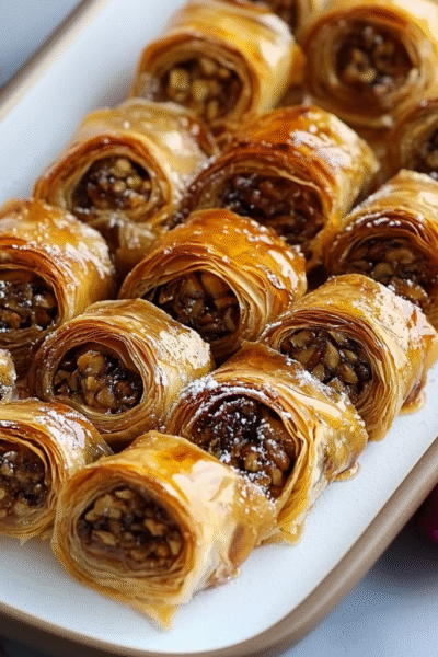 Baklava Scrolls with only five ingredients