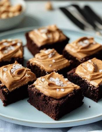 Bittersweet Brownies with Salted Peanut Butter Frosting
