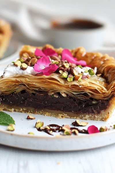 Choc Hazelnut Baklava Tart