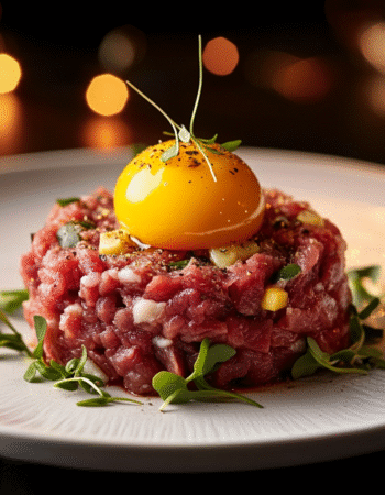Christmas Eve Beef Tartare with Golden Quail Egg