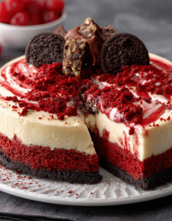 Christmas Red Velvet Cheesecake with Oreo Crust