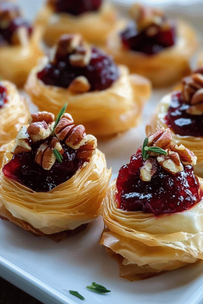 Cranberry Pecan Phyllo Spirals