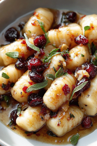 Cranberry Ricotta Gnocchi with Brown Butter Sauce