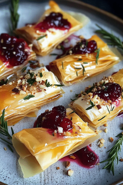 Cranberry and Brie Filo Crackers