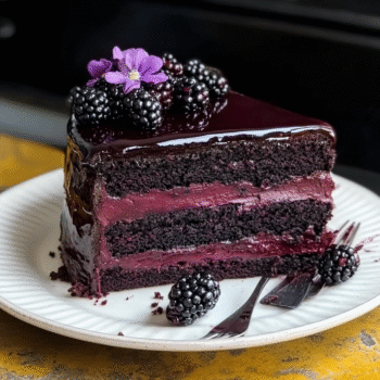 Decadent Blackberry Velvet Gothic Cake with Dark Chocolate Ganache