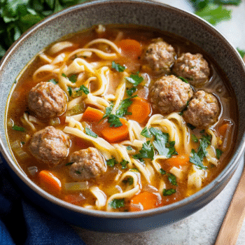 Easy Meatball Soup with noodles