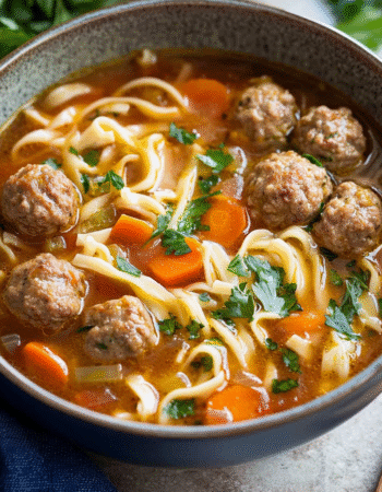 Easy Meatball Soup with noodles