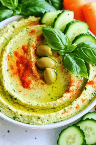 Fresh Summer Basil Hummus