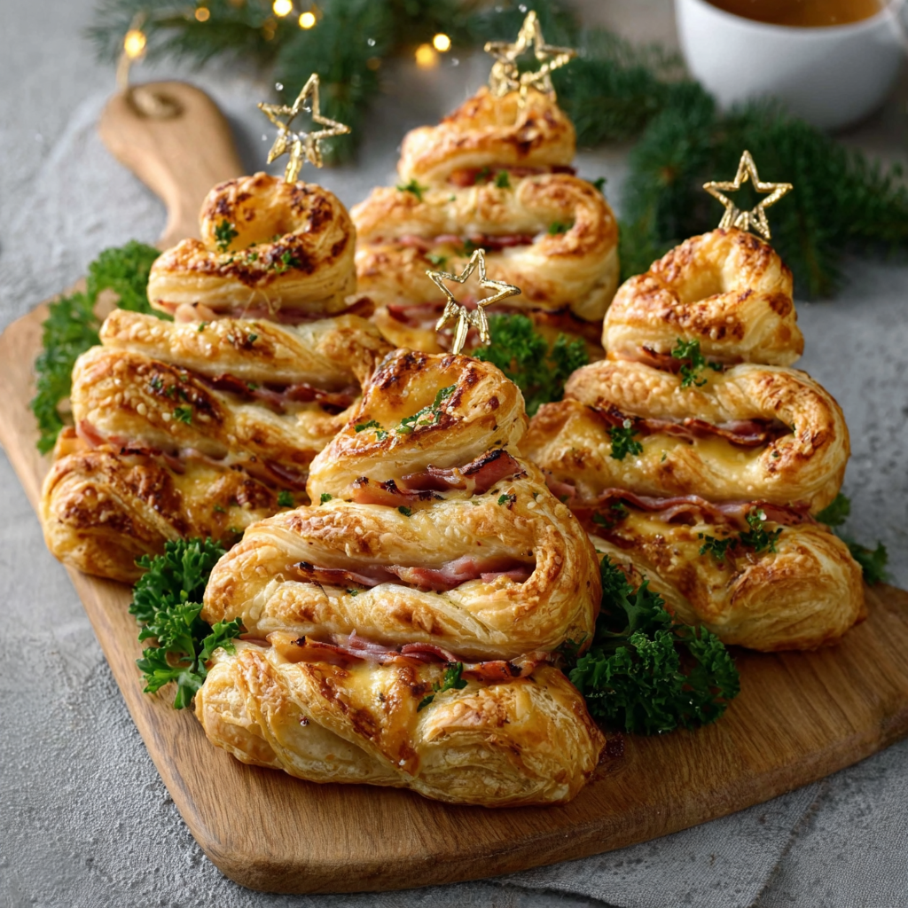 Ham & Cheese Puff Pastry Christmas Trees