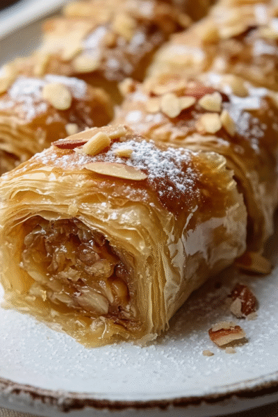 Honey Almond Baklava Rolls
