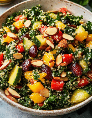 Kale & Quinoa Salad with Dates, Almonds & Citrus Dressing