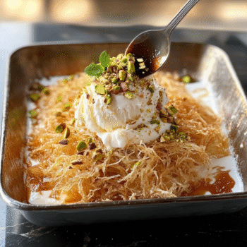 Kataifi Ice Cream with Mastiha Syrup