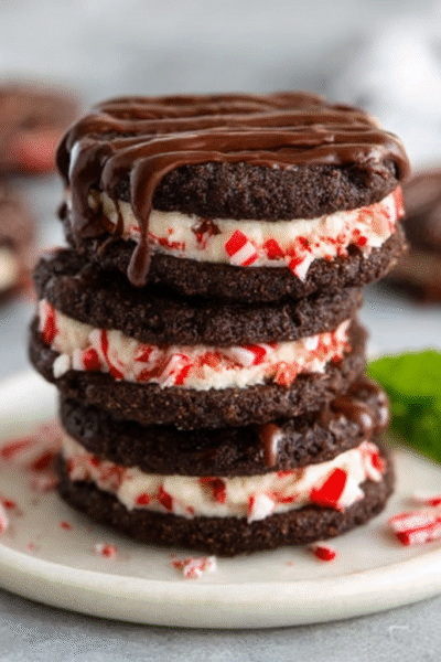 No-Bake Peppermint Cookie Cream Stacks