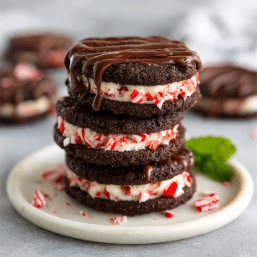 No Bake Peppermint Cookie Cream Stacks