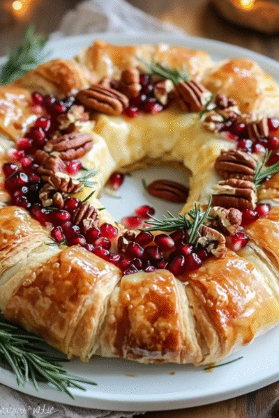 Pomegranate Pecan Baked Brie Wreath