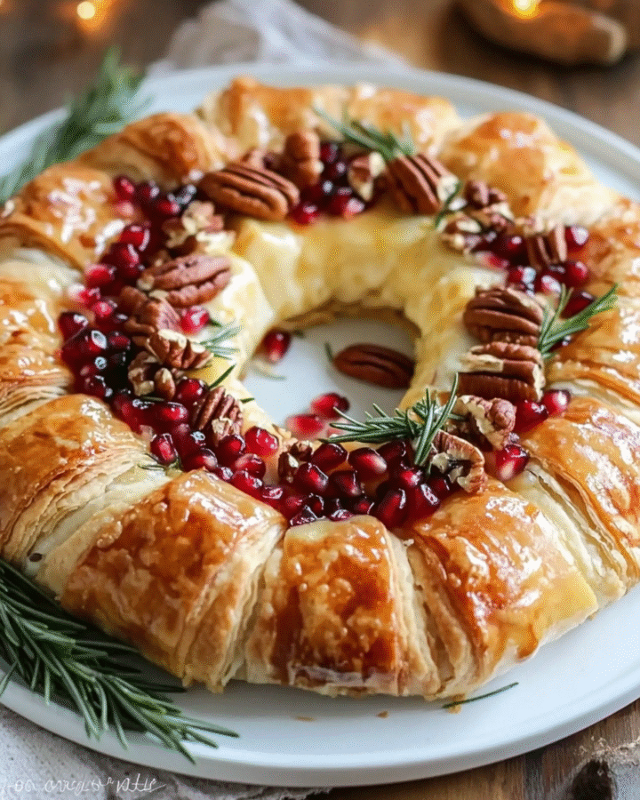 Pomegranate Pecan Baked Brie Wreath: Delight Your Guests! 6 Pomegranate Pecan Baked Brie Wreath