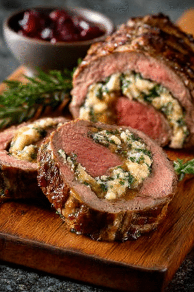 Quick Christmas Stuffed Beef Tenderloin
