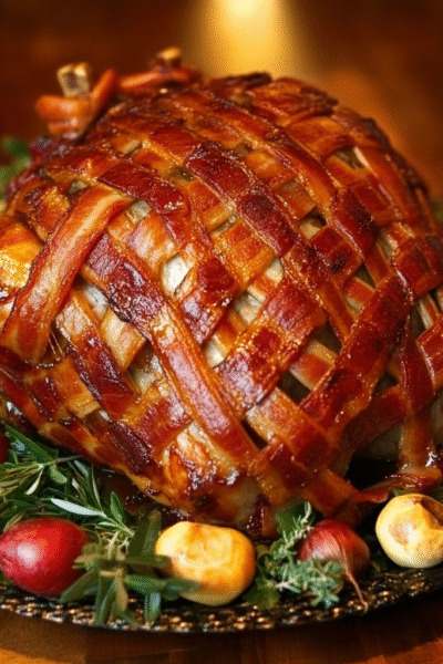 Saint Nick’s Smoked Turkey with Bacon Lattice
