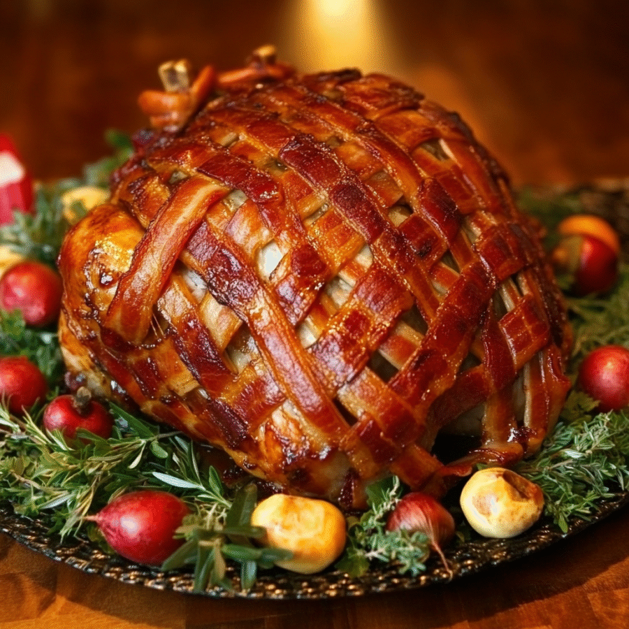 Saint Nick’s Smoked Turkey with Bacon Lattice