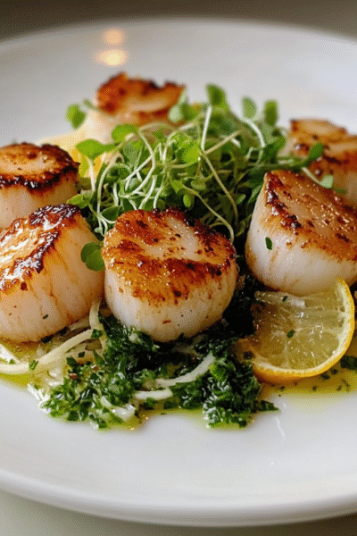 Silver Bells Seared Scallops in Ghee