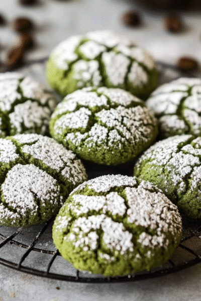 Soft Matcha Chocolate Crinkle Cookies