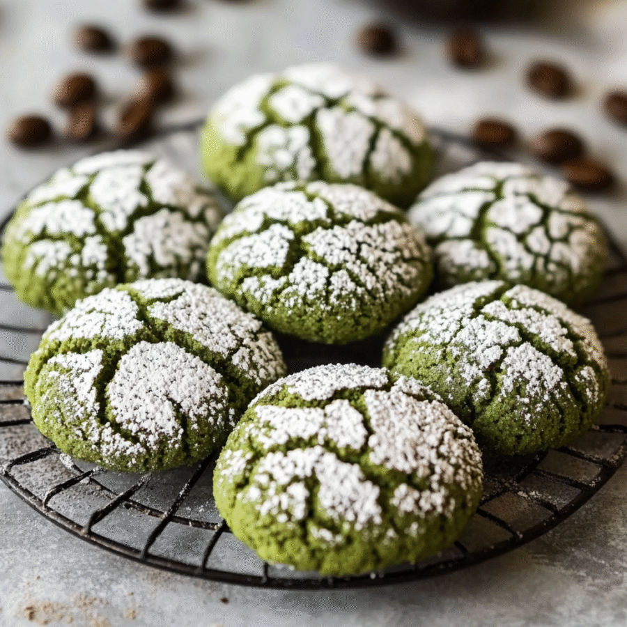 Soft Matcha Chocolate Crinkle Cookies