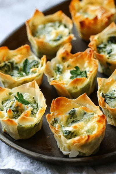 Spinach & Artichoke “Ornament” Phyllo Cups