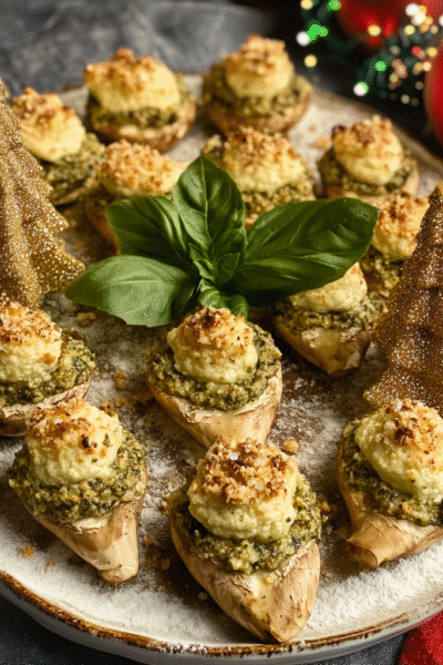 Stuffed Asiago-Basil MushroomsTouch-of-Gold Christmas Trees